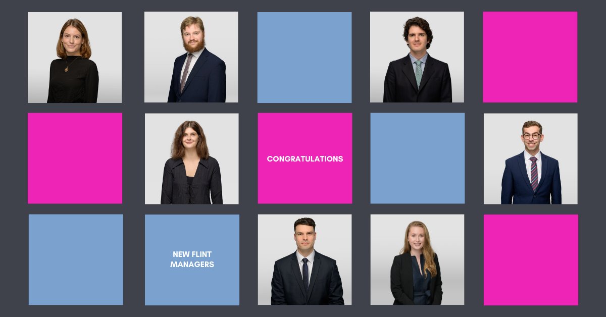 FlintGlobal's tweet photo. Congratulations to our seven newly promoted Managers at Flint Global! Isabella de Taranto, Miro Folke Guzzini, Pepe López-Rúa Taboada, Alex Goodwin, Tamim Kalaji, Dylan Saralis, Megan Welby. A well-deserved reward for excellent performance. https://t.co/qPyg7F6we2