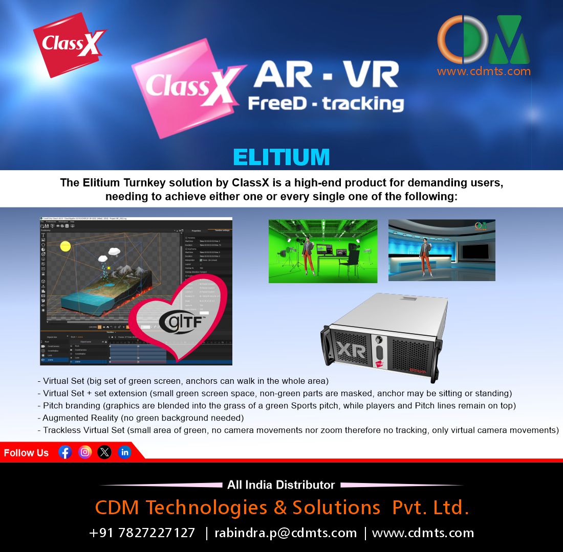 CDMTS's tweet photo. The Elitium Turnkey solution by ClassX is a high-end product for demanding users.
#graphics #Journalist #HTML5 #Newsroom #ncs #MOS #windows #macOS #Linux #ios #android #software #newsproduction #cdmts #classXgraphics #studio #broadcasting #livestreaming #production #vitual https://t.co/is6AoHe6W4