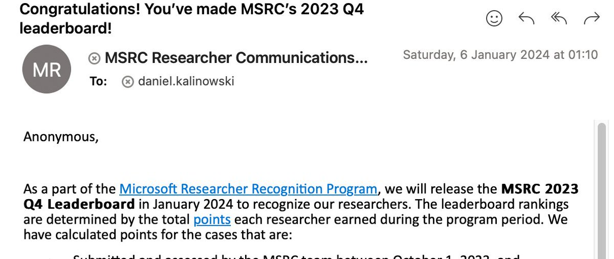 Thanks <a href="/msftsecresponse/">Microsoft Security Response Center</a> !