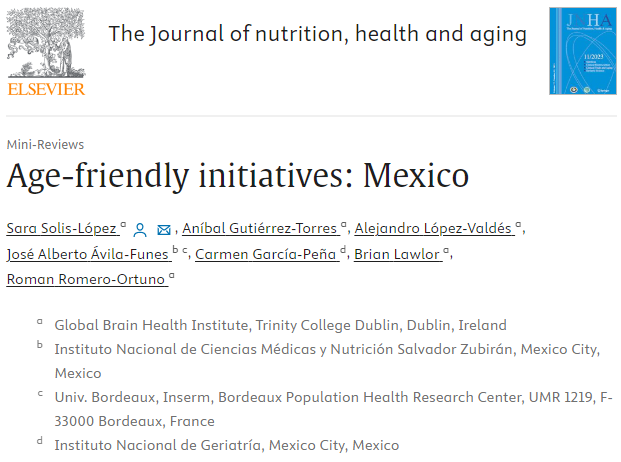 “…many interventions are needed to create more inclusive societies with better environments for older adults.” In this mini-review #AtlanticFellows @sarageria & colleagues describe some key age-friendly initiatives in Mexico to promote healthy aging sciencedirect.com/science/articl…