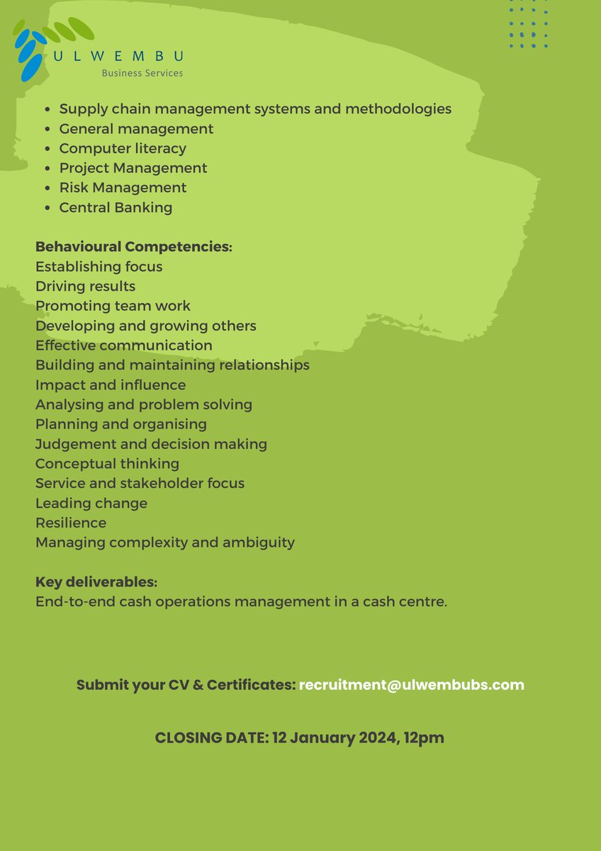 UlwembuBS's tweet photo. #hiringnow #cashsupplychain https://t.co/hy9p3F9slH