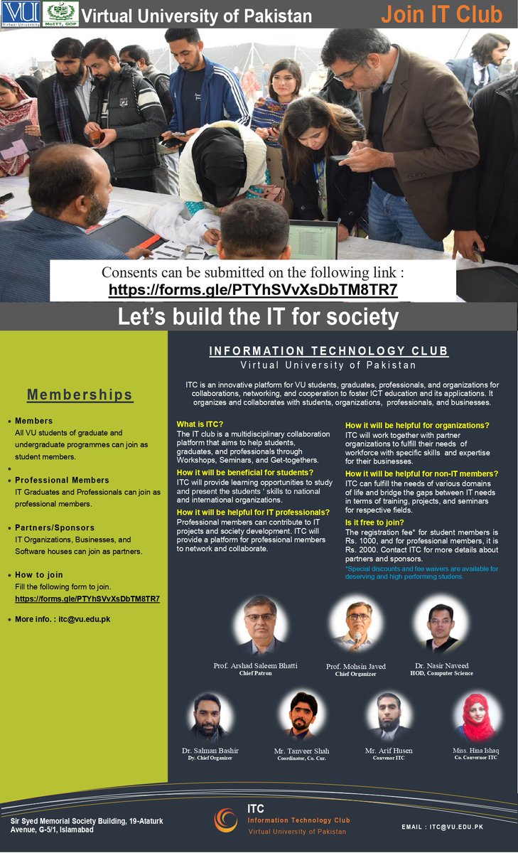 VUPakistan's tweet photo. Calling all VU students and professionals passionate about IT education! IT Club is here to unite us for meaningful collaborations, and networking.
Fill out the following form to join the IT Club:
https://t.co/gyYrUCPbtI
For more info contact us at itc@vu.edu.pk.
#ITclub https://t.co/emEXSkQh2I