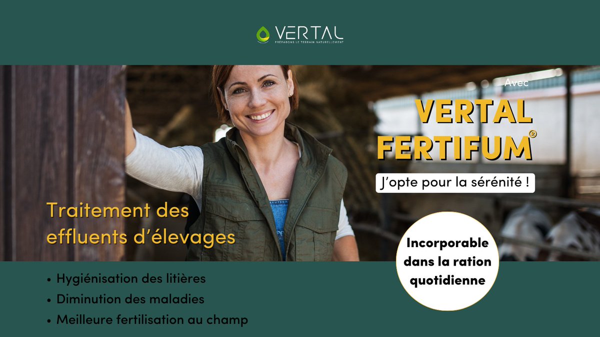 concept_vertal's tweet photo. [Production animale VERTAL]
Une dose dans la ration ou directement sur la litière, et hop vous êtes zen
Découvrez tous les bénéfices du FERTIFUM https://t.co/3NQmRw3jFY

#Vertal #biosolutions #Ecologie #TransitionAgroecologique #TransitionEcologique #ChangementClimatique https://t.co/n6SvUu2aNc