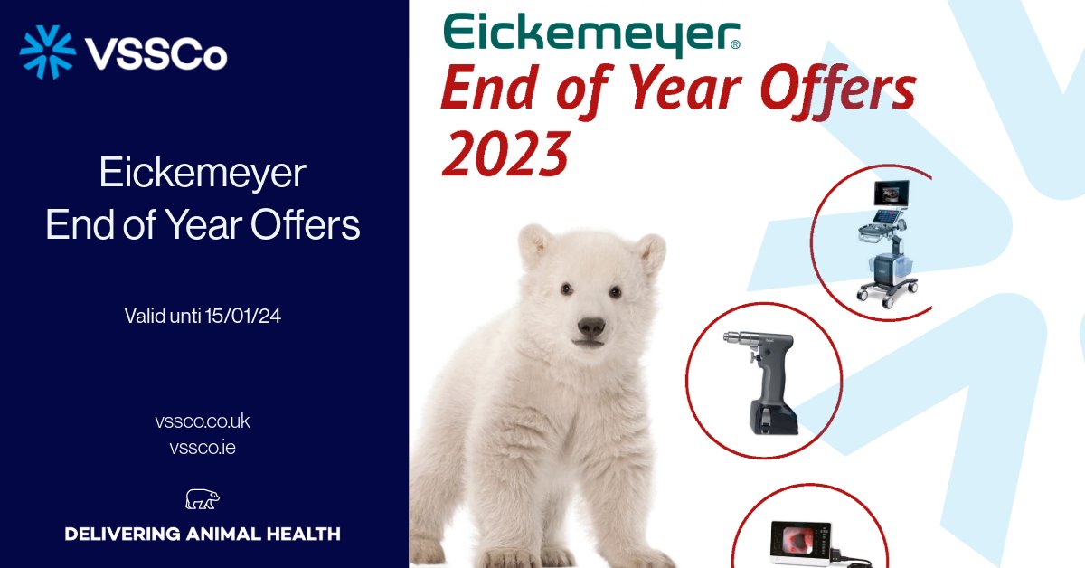 vssco1956's tweet photo. ⭐Eickemeyer Veterinary Equipment Ltd UK End of Year Offers end in 1 week⭐
Valid until 15/01/23.
C
ontact our sales team at sales@vssco.ie / mailto:sales@vssco.co.uk
#deliveringanimalhealth #teamvssco #customerfirst #veterinaryequipment #eickemeyer #supportinglocalsince1956 https://t.co/2q9zuSUude