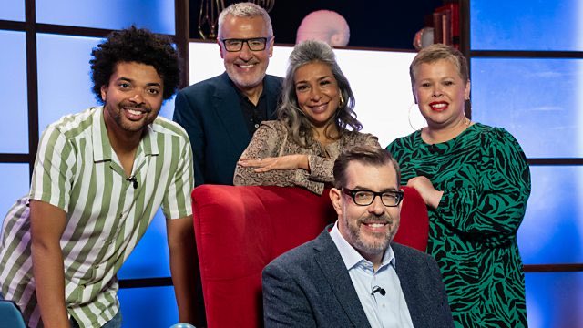 SaveRedlandLibr's tweet photo. 6pm TODAY on @BBCTwo #QuizMonday
Richard Osman's House of Games
s7 Ep 61 of 100, Week 13: Monday
@richardosman hosts #JohnnyCochrane @ShobnaGulati @DermotMurnaghan & #LauraSmyth on this week’s #RichardOsmansHouseOfGames https://t.co/Y4q7f3FWLi
