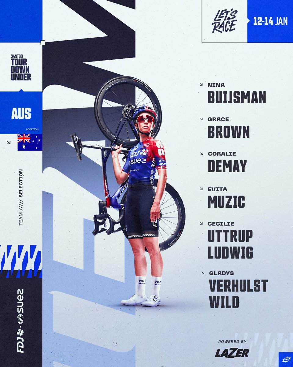 First season line-up 🔒 Determined to defend @GLBrown321 title on the @tourdownunder ! ✊ #LetsRace | 🐨🇦🇺