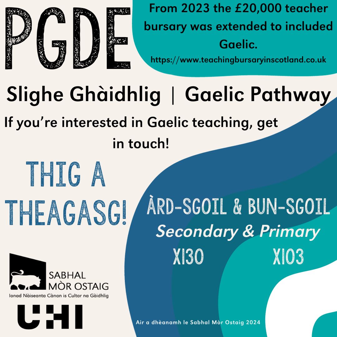 Bliadhna mhath ùr! A bheil thusa a' smaoineachadh air dreuchd ùr ann am foghlam Gàidhlig? An uiridh chaidh Gàidhlig a chur ris a' bhursaraidh teagaisg - £20,000! teachingbursaryinscotland.co.uk smo.uhi.ac.uk/foghlam-thidse… #foghlamGàidhlig #foghlamthidsearan #SgiobaSMO