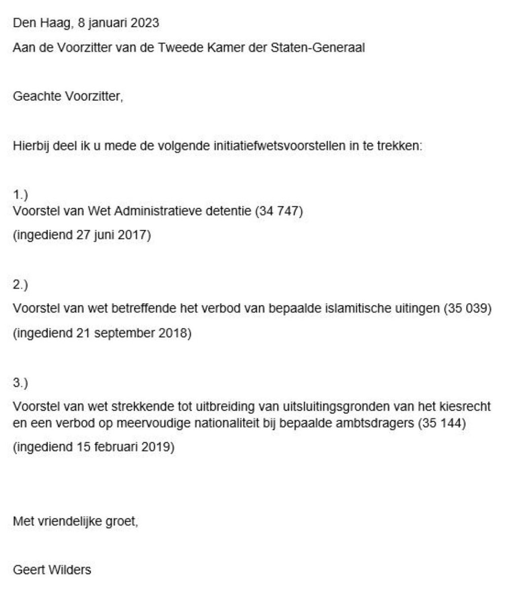 Caroline van der Plas (@lientje1967) on Twitter photo Intrekken van de 3 wetsvoorstellen door <a href="/geertwilderspvv/">Geert Wilders</a> is mooie stap voorwaarts en past bij belofte die hij eerder deed. BBB hoopt nu, samen met de andere partijen, komende weken verder te kunnen praten over andere belangrijke dossiers, die gaan over de problemen in Nederland. Intrekken van de 3 wetsvoorstellen door <a href="/geertwilderspvv/">Geert Wilders</a> is mooie stap voorwaarts en past bij belofte die hij eerder deed. BBB hoopt nu, samen met de andere partijen, komende weken verder te kunnen praten over andere belangrijke dossiers, die gaan over de problemen in Nederland.