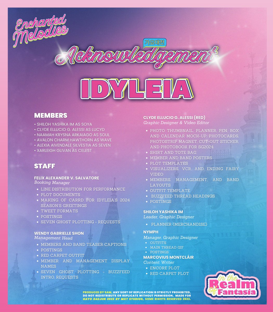 GayoByMXT's tweet photo. ⠀ㅤㅤ   
⠀ㅤㅤ   
       ↱ 🎟️ [  ACKNOWLEDGEMENTS ]. 
       #GAYOREALM23 ,  IDYLEIA

⠀ㅤㅤ https://t.co/HJbruatTPS