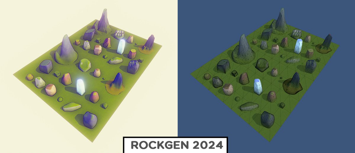 wiskered's tweet photo. What do you think of examples of generating stylized lowpoly rocks. ROCKGEN 2024 development

#madewithunity #Unity3D #gamedev #wiskered #solodev #lowpoly #3D https://t.co/OYGKm9o1cm
