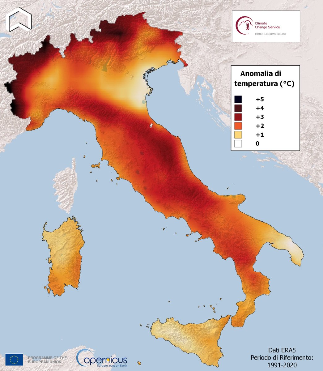 PlatformAdam's tweet image. The last month was the second warmest December ever, with 2°C average above the reference period (1991-2020) in #Italy (Data source ERA5). 
Dicembre 2023 in #Italia ha registrato un aumento di temperatura di quasi 2 gradi di media, con punte di 5 sulle #Alpi. #ClimateEmergency