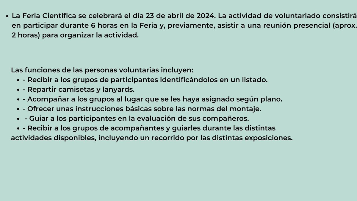 Oficina de Acción Solidaria (OAS) de UC (@uc_oas) on Twitter photo Inscríbete a esta nueva oferta de voluntariado❗👇
💌accionsolidaria@unican.es
📆 23 de Abril
📍 Pabellón de deportes de la UC Inscríbete a esta nueva oferta de voluntariado❗👇
💌accionsolidaria@unican.es
📆 23 de Abril
📍 Pabellón de deportes de la UC