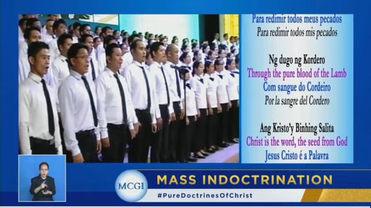 WensLazaro's tweet photo. 🎶Ang Kristo'y Dios na nagkatawang-tao. Sugo ng Ama sa mundo. Upang tubusin ang madlang sala ko, ng dugo ng Kordero.🎶🎶

MCGI Mass Indoctrination Day 6
January 8, 2024

The Why of Praying
#PureDoctrinesOfChrist 
#GlobalPrayerForHumanity https://t.co/SykjRHgil5