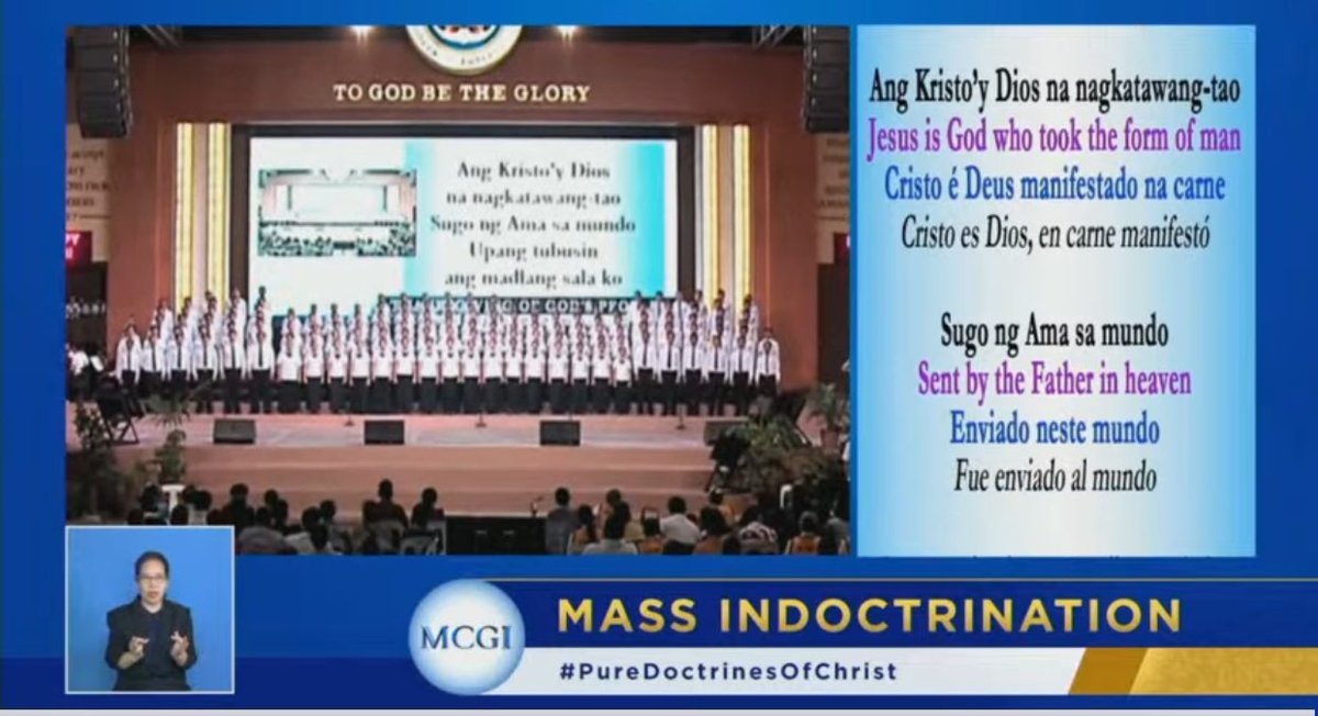 WensLazaro's tweet photo. 🎶Ang Kristo'y Dios na nagkatawang-tao. Sugo ng Ama sa mundo. Upang tubusin ang madlang sala ko, ng dugo ng Kordero.🎶🎶

MCGI Mass Indoctrination Day 6
January 8, 2024

The Why of Praying
#PureDoctrinesOfChrist 
#GlobalPrayerForHumanity https://t.co/SykjRHgil5