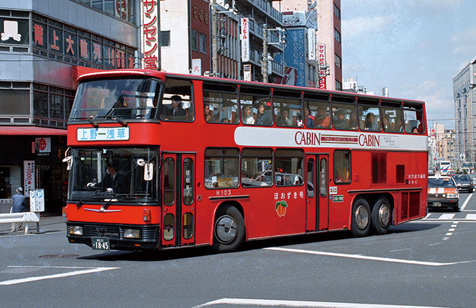 サクラ2階建路線バス(上野↔浅草) ブリキバス フリクショントーイ