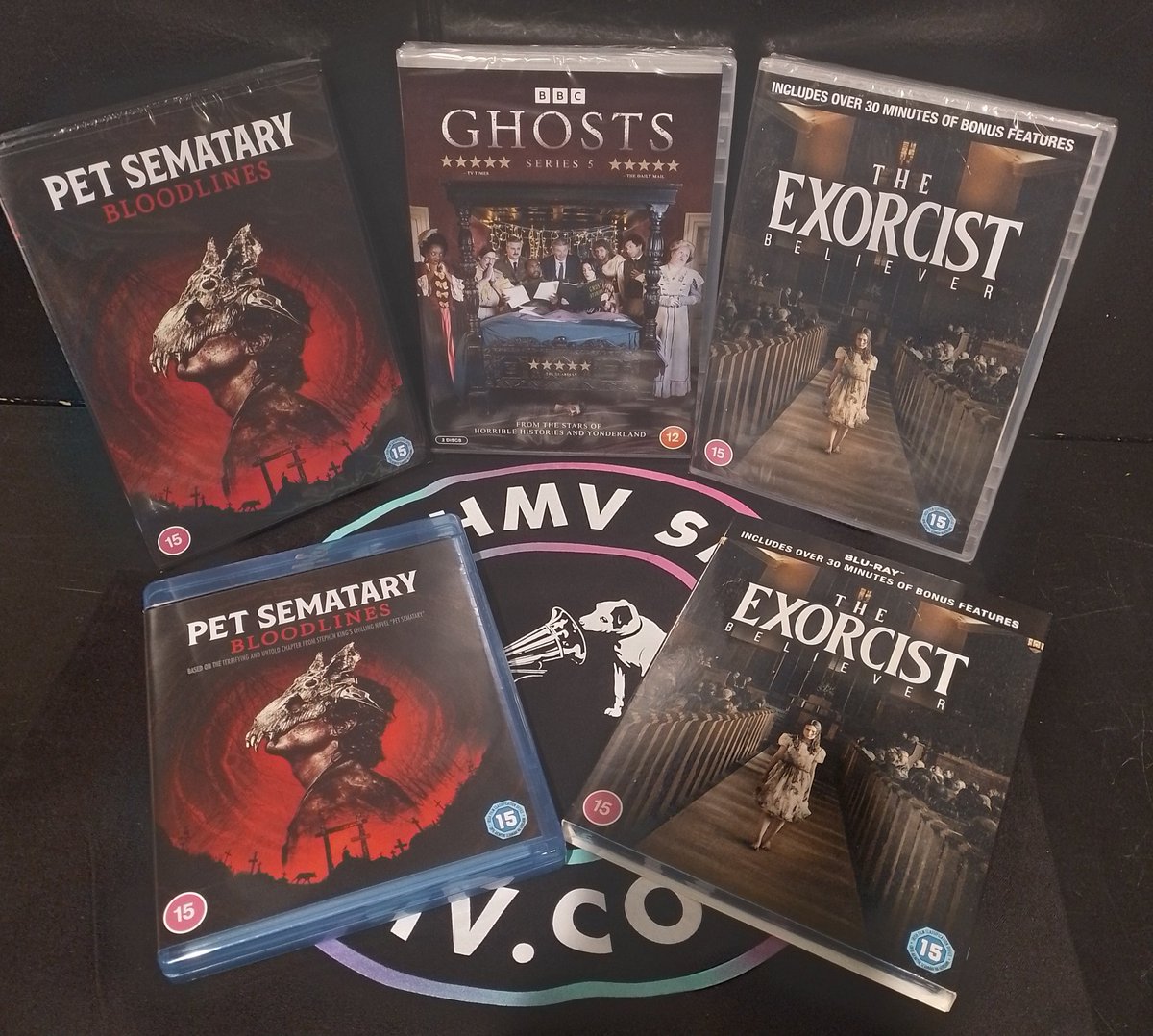 hmvTaunton's tweet photo. New movies and TV series out today, on bluray, dvd and 4k, including Exorcist; Believer, Pet Sematary: Bloodlines and the last season of bbcs excellent series Ghosts! Plus lots more at hmv Taunton #NewRelease #hmvforthfans https://t.co/5FCgmJSBM7
