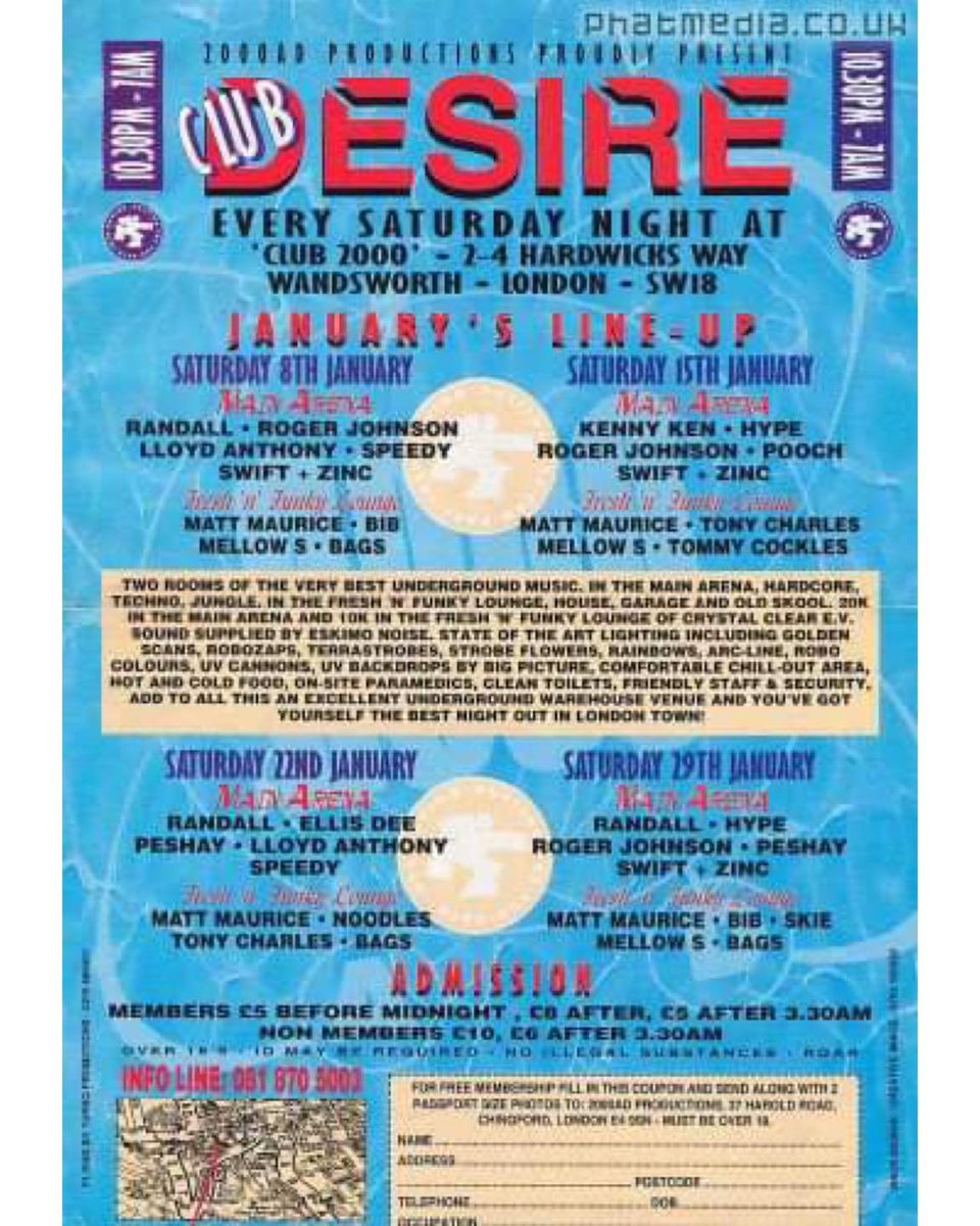 January 1994 started like this.
Club Desire
Club 2000, Wandsworth.