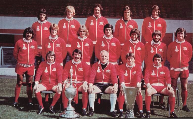 LFCHistoryShow's tweet photo. Start of the 1973-74 season. 50 Years ago. Bill Shankly's last full season in charge. And just look at that squad in those brilliant tracksuits. They would go on to thump Newcastle 3-0 in the FA Cup final when the #FACup was everything. #champions #uefa #LFC #LiverpoolFC #ynwa https://t.co/JqD5A52R4O