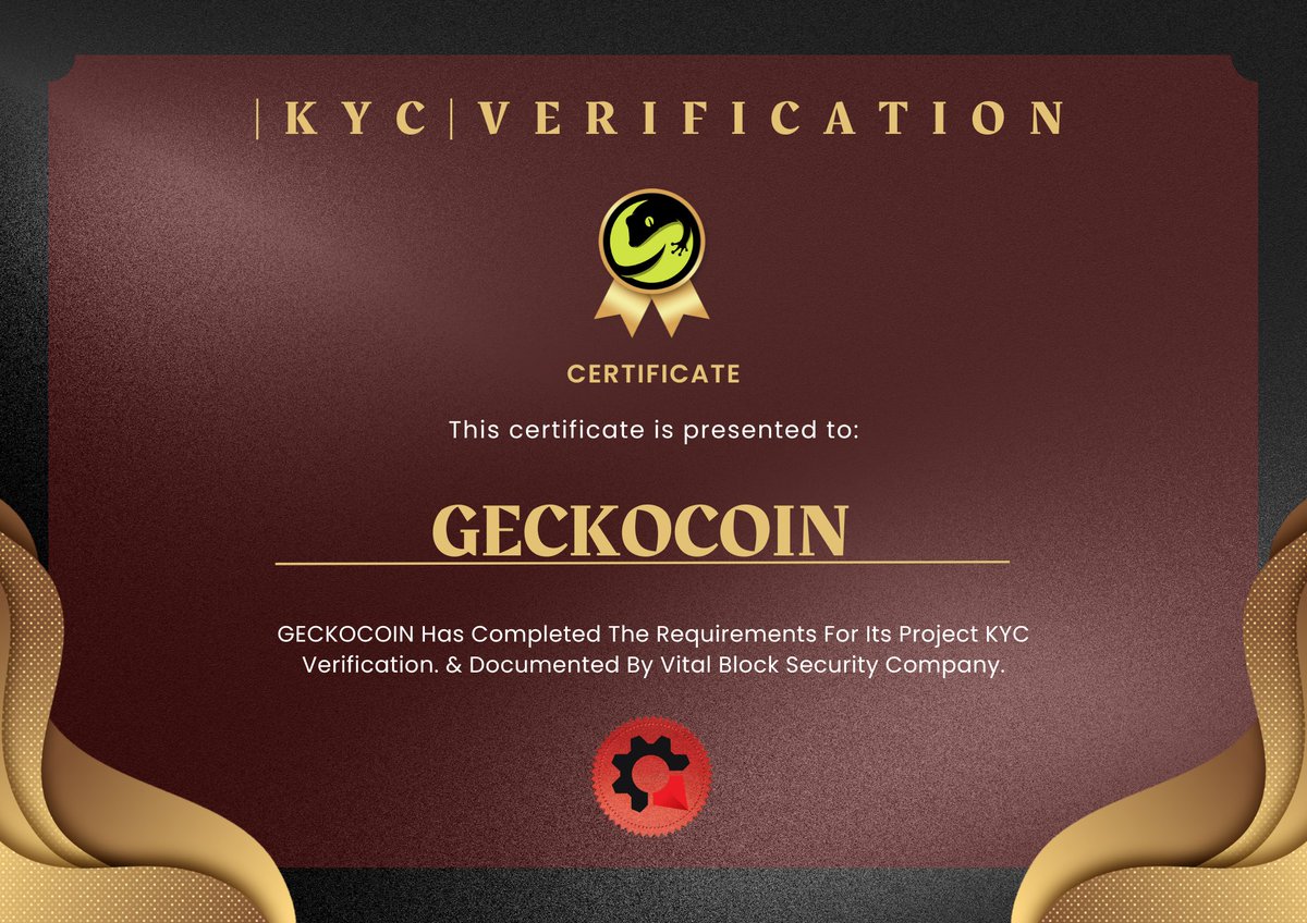 <a href="/VB_Audit/">Vital Block 🛡️</a> Has Completed The Project KYC Verification Of <a href="/Geckofficial/">Geckocoin | $GECKO</a> #GECKOCOIN

📝 KYC CERTIFICATE:🛡️github.com/Vital-block/Pr…

☎️ Book Services 
 👉 t.me/vb_Audit01

🌐 geckocoin.io

#Teamkyc  #Crypto #KYC  #Cryptocurrency #Security
