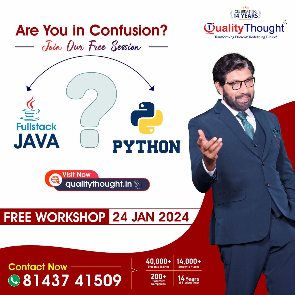 QTTWorld's tweet photo. Join our FREE Workshop on Java or Python
FREE Session on 24th Jan 2024.
Contact - 8143741509

🌐Register for the Course: https://t.co/TcHCnBjkzq

#java #fullstackjava #javadeveloper #fullstackjavacourse #javascript #javascriptdeveloper #javacourse #javatraining #qualitythought https://t.co/v03RX1YTSt