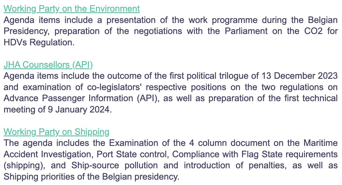 OPPEUTransport's tweet photo. 📆 Today in EU #TransportPolicy 👇

WP on Environment:
🚚💨 Preparation for trilogue on CO2 standards for heavy-duty vehicles #HDV #Regulation

JHA Counsellors:
🛂 Trilogue work on Advance Passenger Information #API

WP on #Shipping:
🚢 #MaritimeSafetyPackage

🇪🇺🇪🇺 https://t.co/ncvkzmORDb