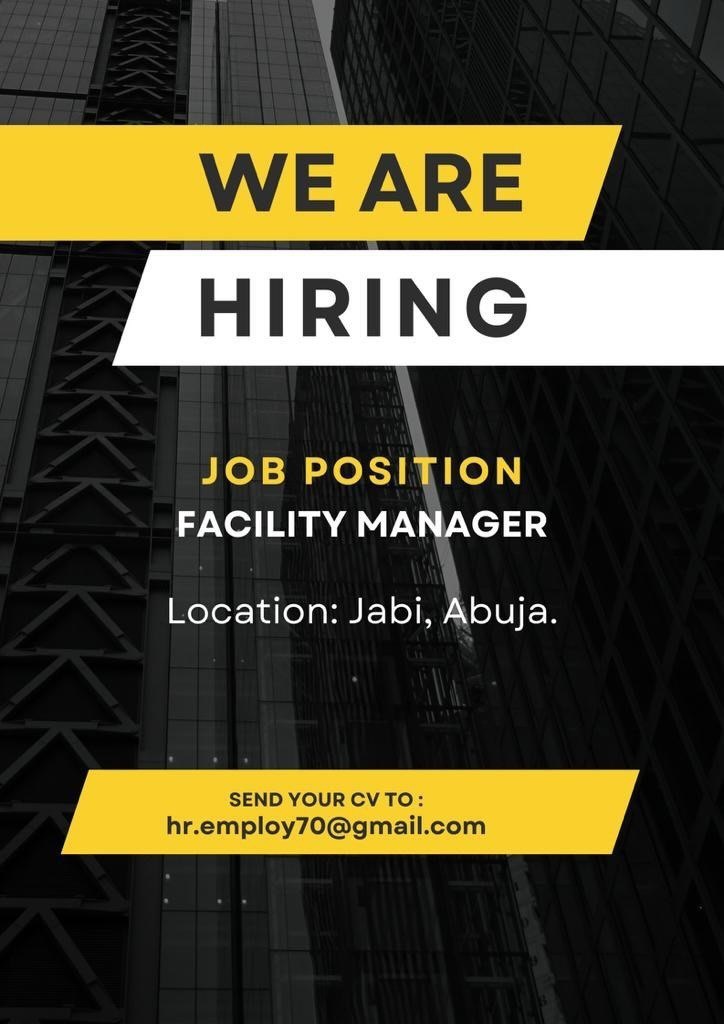 FredricksonWhy1's tweet image. Need a Job?
Facility Manager ✅
Please apply....
#AbujaTwitterCommunity #Abujajobs Debbie Kuda
Follow for more jobs update...