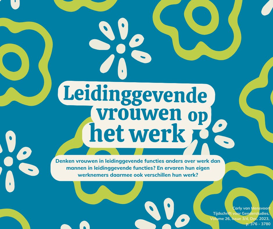 📝We want to congratulate Carly van Mensvoort on successfully defending her dissertation on female supervisors at work.

➡️The summary of her work is open to access with the link below!

doi.org/10.5117/TVGN20…
#gender #TvGS #AcWri #genderstudies #OA