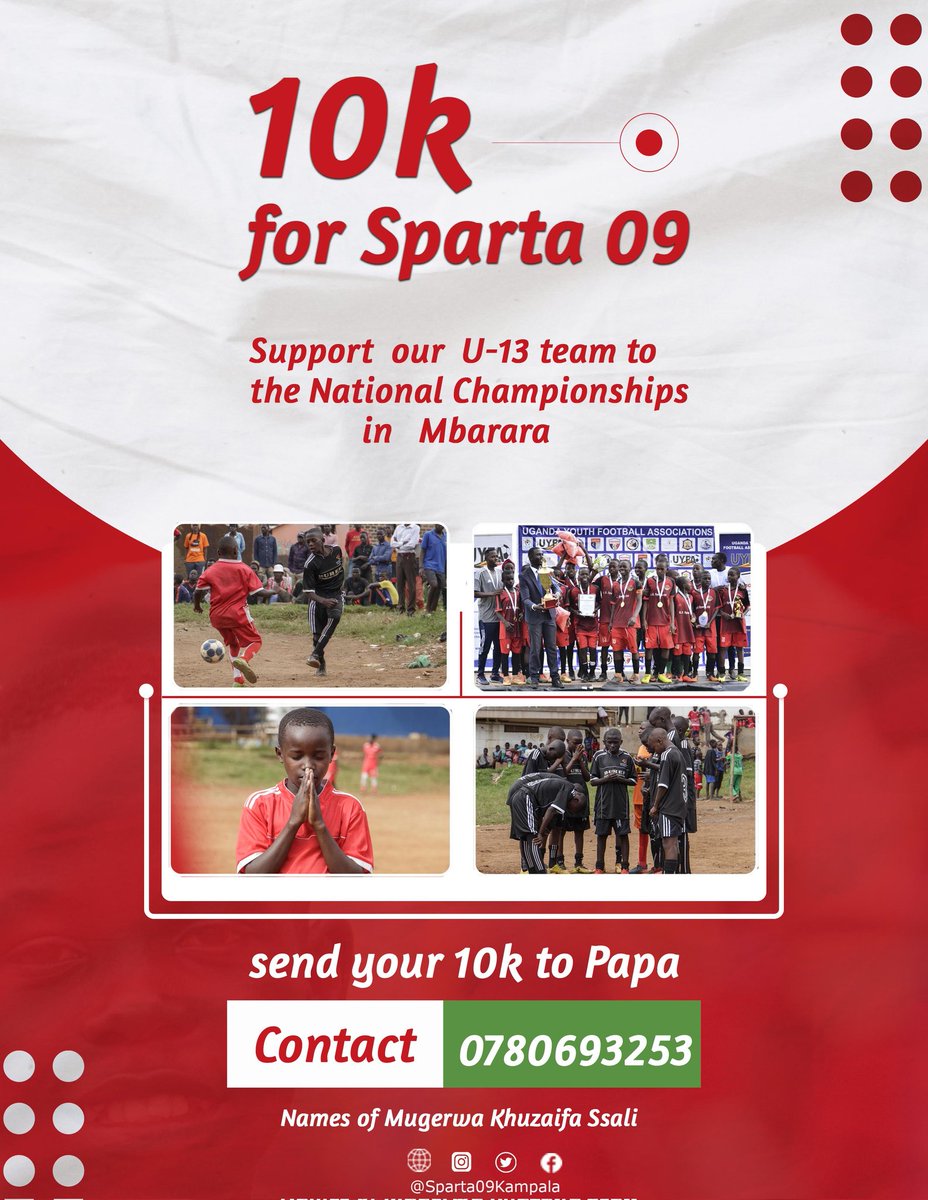 To all well wishers, we are appealing for your support towards our journey to the @UYFA9 U13 National championships in Mbarara starting 15th January. Thank you .#TheReds