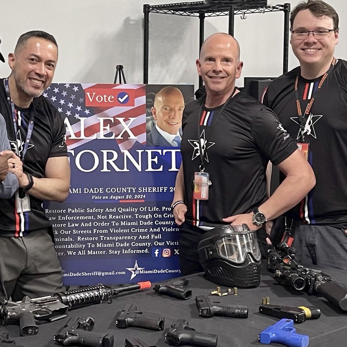 SheriffMDSO's tweet photo. Florida Gun Show. Thank You Jason, Damien, and Aaron for your support and continued training. Another great show! #MiamiDadeSheriff2024 #IProtectUSA #RunHideOrFight #TrainingMiamiDade #TEAMSHERIFF🟦⬛️ #AlexFornet #Sheriff2024 #MiamiDadeCounty https://t.co/6OPdBIWLlA https://t.co/FzNGHNcuQQ