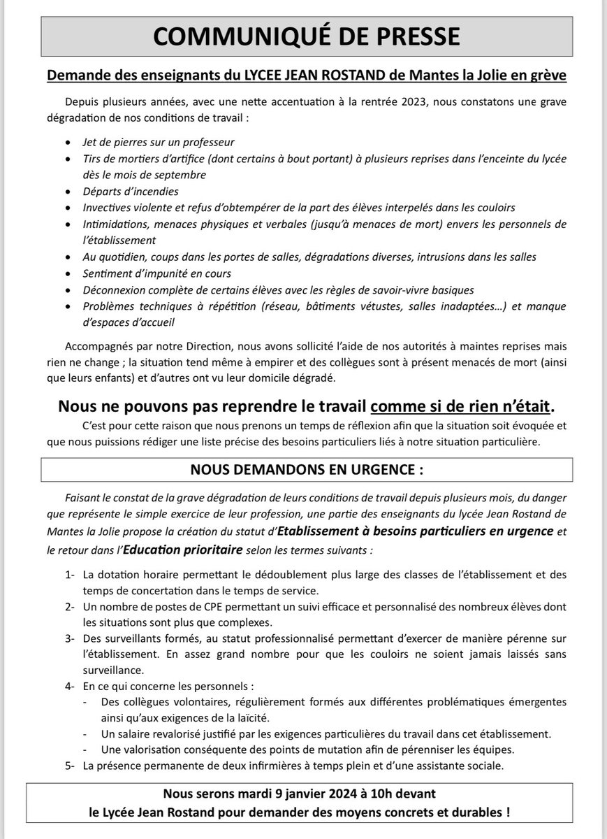 Ce matin notre rentrée n’a pas eu lieu car nous sommes collectivement à bout! Nous attendons de nos autorités qu’elles réagissent @GabrielAttal @acversailles @TF1 @franceinfo @BFMTV @CNEWS @LCI