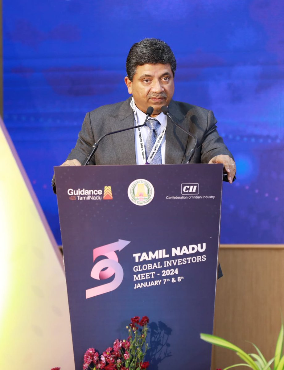 ptrmadurai's tweet photo. Delivered keynote address on "Gen AI and Deep Tech: The Game Changer" at the Global Investors Meet 2024 today and spoke on the Tamilnadu government's commitment —Using AI and Deep Tech—  to foster inclusivity, cultivate an entrepreneurial ecosystem, nurture excellence in AI and DeepTech, and craft national policies collaboratively for responsible and ethical deployment of transformative technologies.