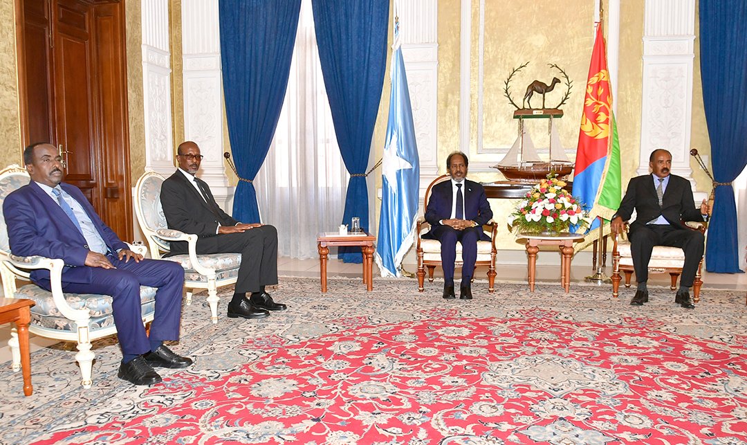 hawelti's tweet photo. President Isaias Afwerki and President Hassan S. Mohamud will discuss enhancement of bilateral ties as well as regional and international matters of mutual interest during this current visit https://t.co/VdhsS36boh