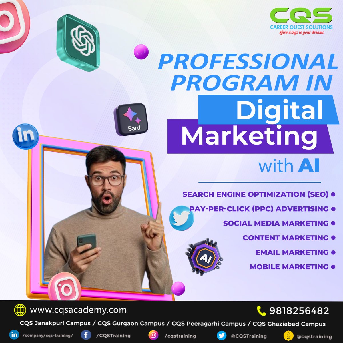 CQSTraining's tweet photo. #DigitalMarketing #AIIntegration #CQSacademy #ProfessionalProgram #AIinMarketing #FutureSkills #SkillsUpgradation #TrainingCourses #SkillBuilding #CorporateTraining #EducationForSuccess #CQSTrainingSolutions #CertificationPrograms #SkillEnhancement https://t.co/oIwGhaA81h