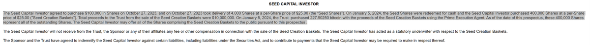 NathanYJLee's tweet photo. 방금 새로 제출된 iShares Bitcoin Trust S-1 에 '1월 5일 시드 바스켓이 업사이즈 되었다' 라는 문구가 수정 예정 상태에서 온전한 문장으로 업데이트 된 것을 확인했습니다.

실제 시드 바스켓의 기준가격과 구매한 비트코인의 개수, 그리고 시드 펀드의 총 사이즈까지 명시되어있는 것으로 보아 확정된 문장인 것 같네요

비트코인 ETF 승인 확률이 더 높아진 것으로 해석할 수 있습니다.