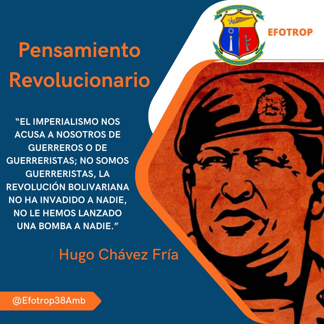 Efotrop38Amb's tweet photo. #08ENE|| 🅟🅔🅝🅢🅐🅜🅘🅔🅝🅣🅞  🅡🅔🅥🅞🅛🅤🅒🅘🅞🅝🅐🅡🅘🅞

“El imperialismo nos acusa a nosotros de guerreros o de guerreristas; no somos guerreristas,la revolución bolivariana no ha invadido a nadie, no le hemos lanzado una bomba a nadie.” 
                   Hugo Chávez . https://t.co/Xj6NxEPmOy