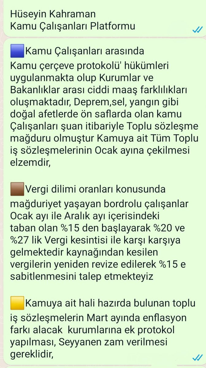 Yetkili ama Etkisiz Sendikalar yüzünden Kamu Çalışanları Toplu sözleşme mağduru oldular
#SeyyanenZam
#ekprotokol
#KamuİscileriZamİstiyor
#VergideAdalet
<a href="/RTErdogan/">Recep Tayyip Erdoğan</a> <a href="/eczozgurozel/">Özgür Özel</a> <a href="/dbdevletbahceli/">Devlet Bahçeli</a> <a href="/meral_aksener/">Meral Akşener</a>
@ErbakanFatih <a href="/Ahmet_Davutoglu/">Ahmet Davutoğlu</a>
 #ZamGeldi 
#EmekliyeSeyyanen10BinTL