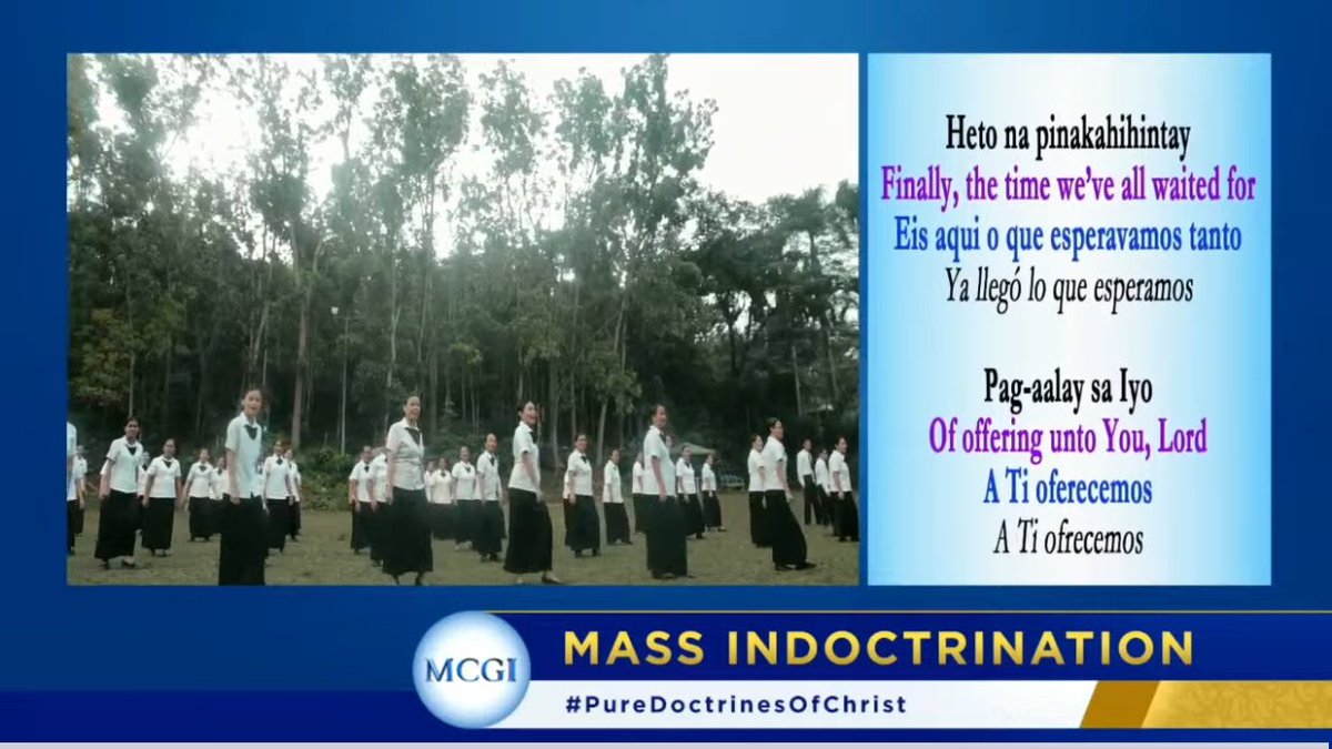 WensLazaro's tweet photo. 🎶Heto na pinakahihintay. Pag-aalay sa Iyo. Pagpapasalamat sa Pag-ibig Mo, Di naglalaho.🎶🎶

MCGI Mass Indoctrination Day 6
January 8, 2024

The Why of Praying
#PureDoctrinesOfChrist 
#GlobalPrayerForHumanity https://t.co/VzflpTPSMB