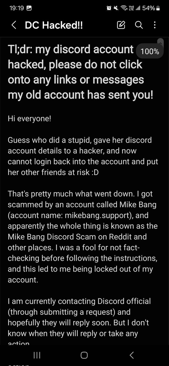 Huntrezz54's tweet image. [IMPORTANT]

tl;dr: my old discord (Arlena Hawthorne#0807) got scammed and hacked, please contact me through email (arlenahawthorne.sings@gmail.com) or my new discord (@huntrezz54_backup) for anything and everything! 

stay safe! do not interact with my old account whatsoever