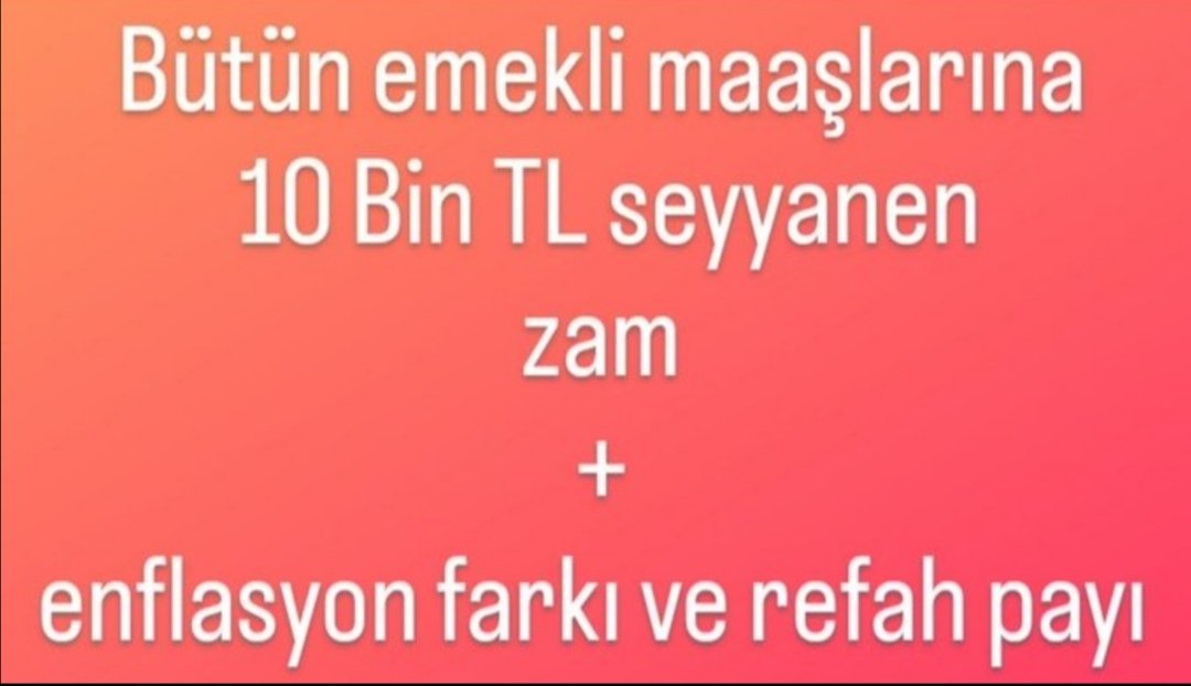 TanerYagan3527's tweet photo. 10 Bin TL seyyanen zam
Enflasyon farkı
Refah payı

3'ü 1 arada lütfen
2'si 1 arada olmaz

@_cevdetyilmaz
@isikhanvedat
@memetsimsek
@Akparti
@MHP_Bilgi
#EmekliyeSeyyanen10BinTL
#5binKısmiHakkımız https://t.co/j0tLIbZpzd