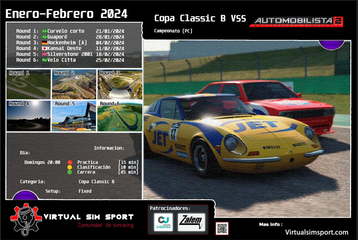 VirtualSimSport's tweet image. Copa CLassic B VSS - simulador automobilista 2 - Mas info en nuestra web: virtualsimsport.com