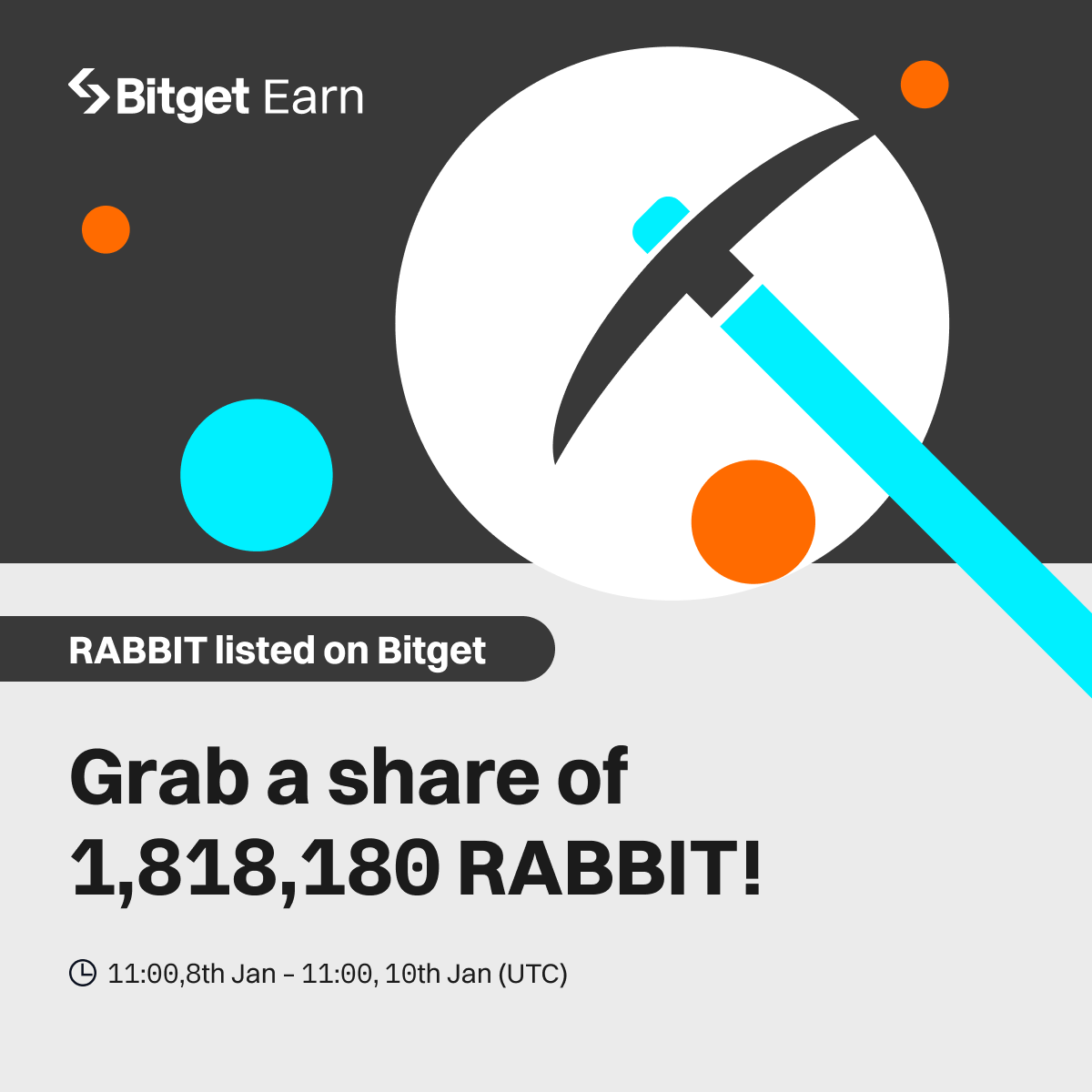 📢 We are thrilled to announce that $RABBIT <a href="/pridsjramos/">Rabbit Club</a> will be listed on #Bitget!

Join the #Launchpool and grab a share of 1,818,180 RABBIT!

🗓️ 11:00, 8th Jan – 11:00, 10th Jan (UTC)

Stake now: bitget.com/earning/launch… 

Explore more details: bitget.com/support/articl…
