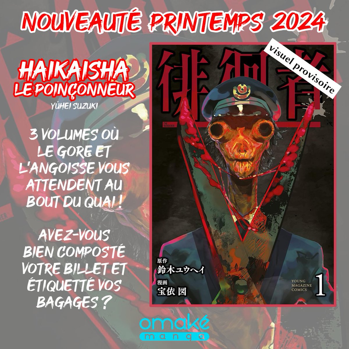 OmakeManga's tweet photo. [NOUVEAUTÉ]

Perdu en gare, on est bien content de trouver des cheminots pour nous aider sauf lui ! 🚉
👨‍✈️🎫 Le Poinçonneur vous prendra en chasse pour vous découper avec ses ciseaux géants ✂️🩸

"Le Poinçonneur" entrera en gare au Printemps, éloignez-vous de la bordure du quai 📣 https://t.co/wYLut02hmJ