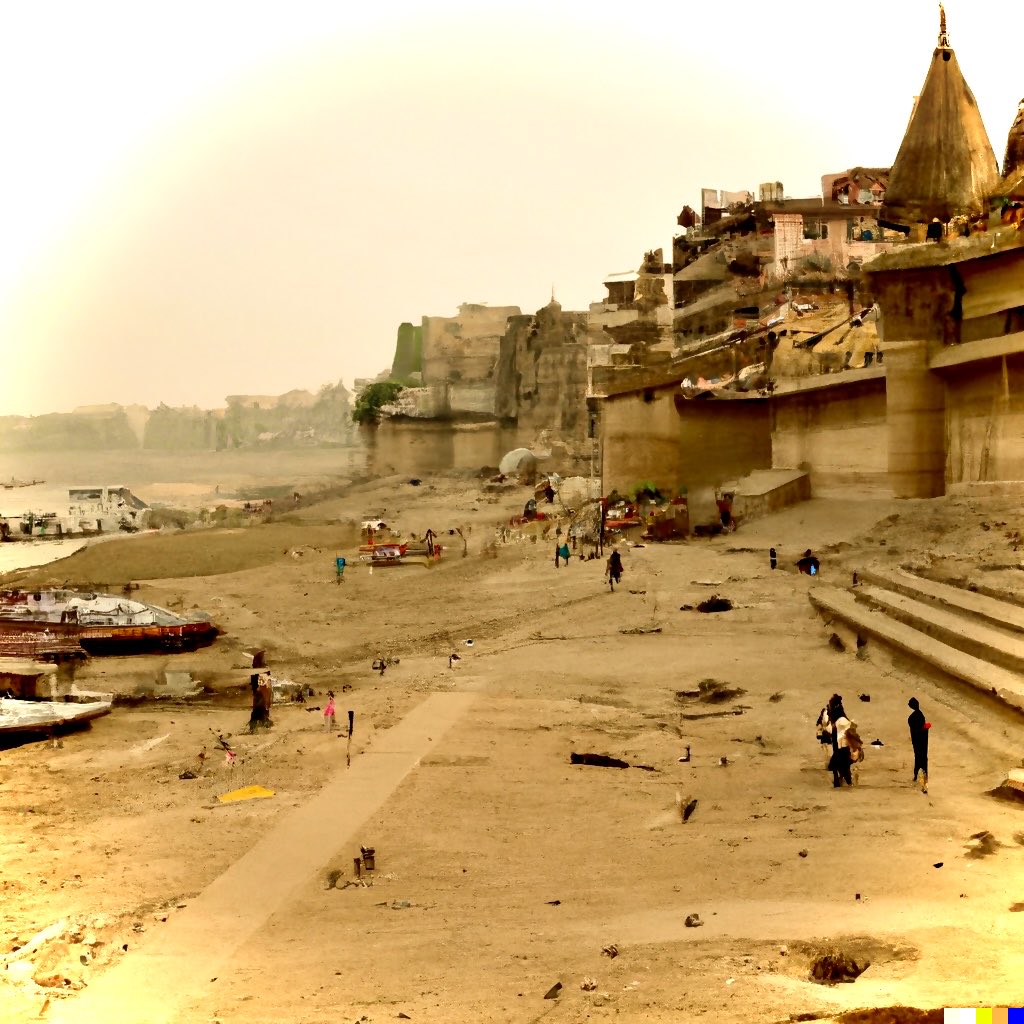 As #GlobalWarming continues unabated, leading to an acute shortage of snowfall on the Himalayas this winter, our rivers will either retreat or flood, as the glaciers start to melt And with the #HolyGanga in retreat, this is what the city of #Varanasi may soon look like #Paani