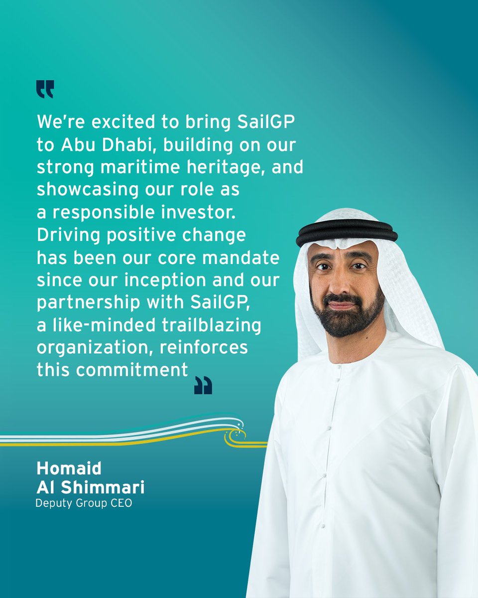 Mubadala's tweet photo. Our capital is making its @SailGP debut. Abu Dhabi, a city with a great legacy in maritime, brings the world's most exciting race on water to its coast for the first time ever - the ‘Mubadala Abu Dhabi Sail Grand Prix presented by Abu Dhabi Sports Council’.
#MakingWavesTogether https://t.co/b77JrnyO1M