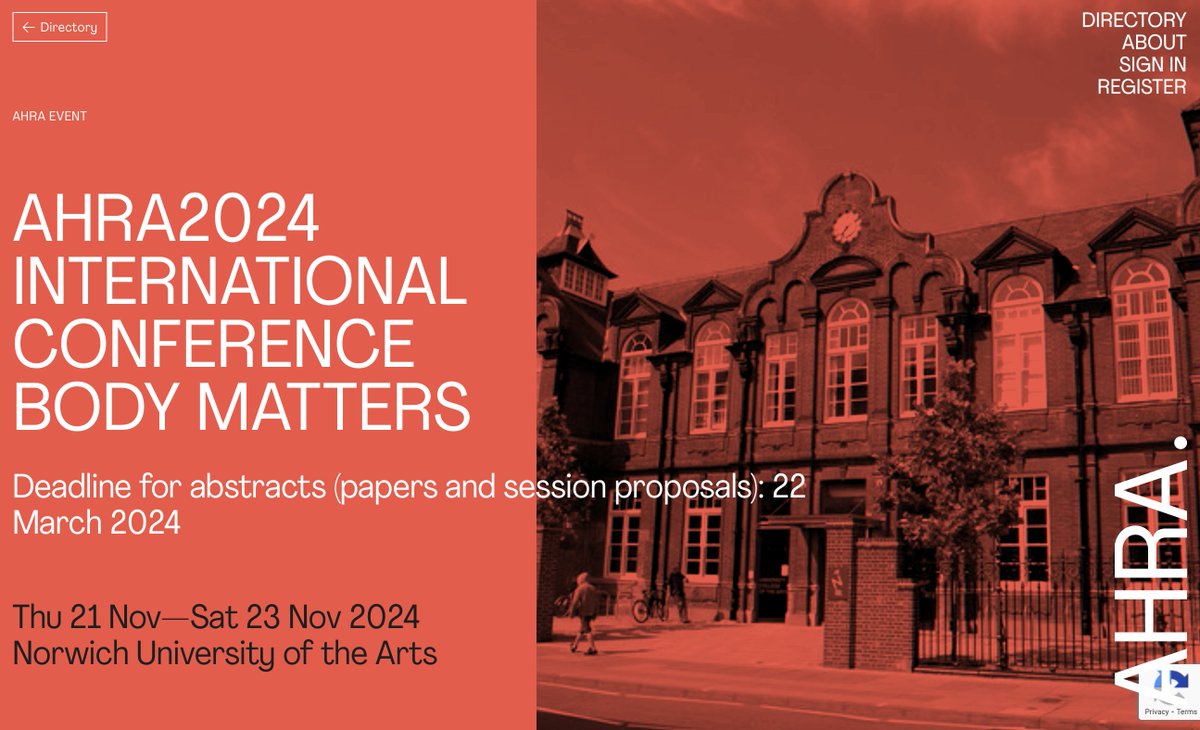 #CfPAlert “Body Matters,” 21st AHRA International Conference, #AHRA2024, 21-23 November 2024, @NUAarchitecture, @NorwichUniArts, organised by @TeresaStoppani, Ellie Nixon, George Themistokleous. Please RT CfP widely. Thank you. Apply by 22 March 2024. See: ahra2024.org