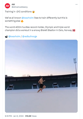 SNOW? GO! Where <a href="/RonnocHenderson/">Connor Henderson</a> leads, <a href="/kwarholm/">Karsten Warholm</a> follows!
Neither of them going to let a little bit of snow get in the way of training ❄️
KW tweet via <a href="/AthleticsWeekly/">AW</a> <a href="/redbullnorge/">Red Bull Norge</a>.
<a href="/kilbarchanaac/">Kilbarchan AAC</a> <a href="/glasgow_jaguars/">Glasgow Jaguars</a>