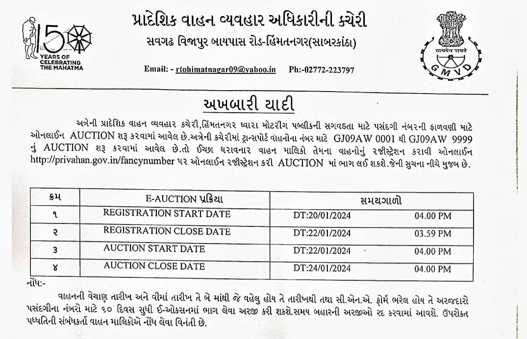 rtohimatnagar's tweet photo. અત્રેની કચેરી ખાતેથી 4Wheeler ની નવી સીરીઝ (GJ09BM) અને ટ્રાન્સપોર્ટ વાહનોની નવી સીરીઝ (GJ09AW)માટે પસંદગીના નંબરોની હરાજી શરૂ થવાની હોવાથી સંબંધિત અરજદારોએ નીચેની સૂચનાઓ મુજબ અરજી કરવા વિદિત કરવામાં આવે છે.@COTGuj_office @rmanjhu @InfoSabarGog https://t.co/h2jc7MUMck