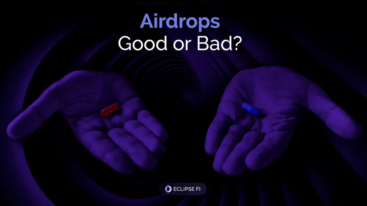 Have you ever thought about how to view airdrops, anon? 🤔

> What do they mean for founders? 
> Are they necessary? If so, wen? 
> How to evaluate airdrops? 
> How to qualify for them? 
> Airdrop alternatives

Bonus: $DYDX &amp; $ARBI 🪂 outcomes

Learn with Eclipse Fi 👇
