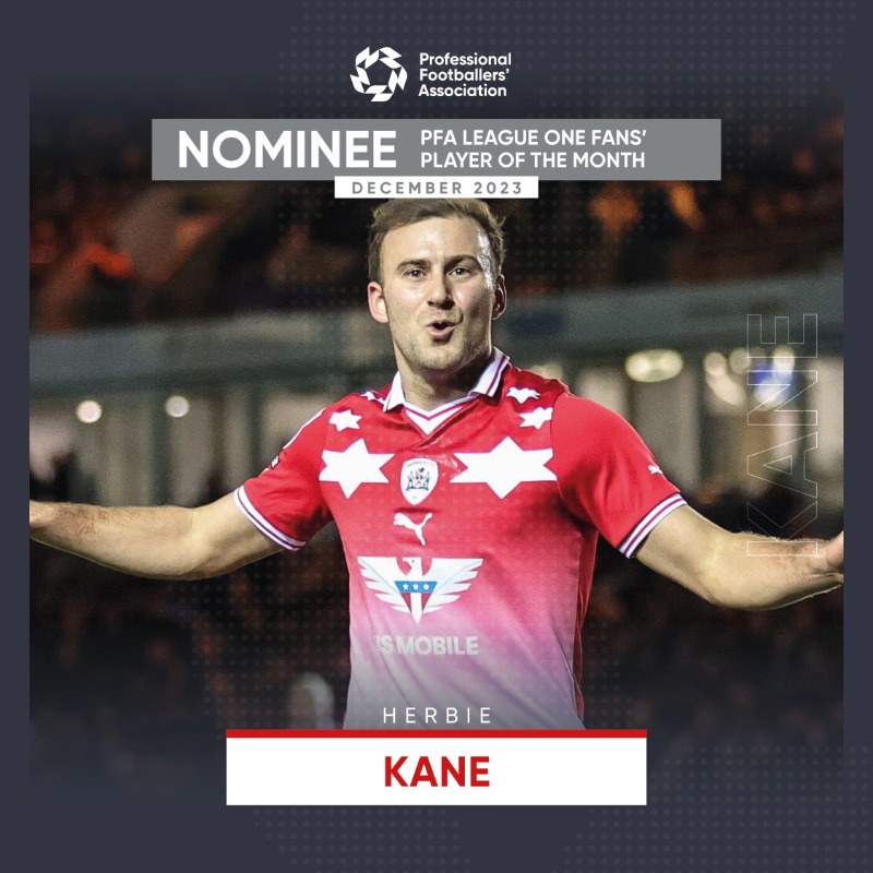 BarnsleyFC's tweet photo. 🗳️ Vote for Herbie!

8⃣ Our central midfielder is nominated for the December PFA League One Fans’ Player of the Month award!

@PFA | @herbiekane