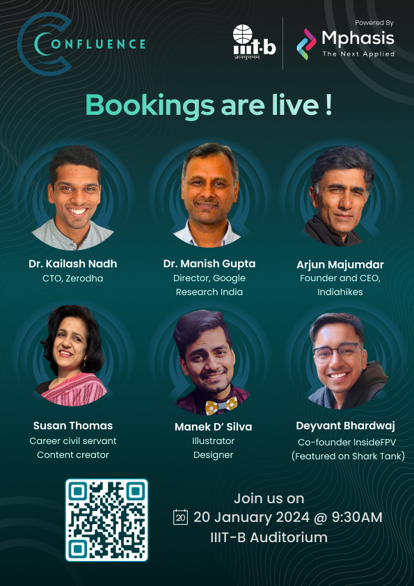 IIITB_official's tweet photo. Embark on a journey of inspiration at Confluence 2024!

Tickets are now available: https://t.co/El9nh1Niwo

We cordially invite you to be a part of this event scheduled for January 20, 2024 at 9.30 AM.

@Mphasis

#IIITB #IIITBangalore #Confluence24 #Mphasis https://t.co/JM4pOmJtZJ